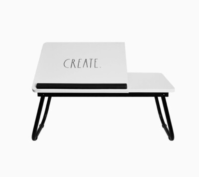 Rae Dunn Folding Laptop Lap Desk White  Create  adjustable Tilt Wooden Work Tray