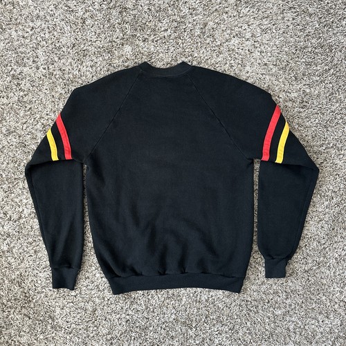 VINTAGE Disney Mickey Mouse Sweatshirt Men Large Black Ringer Logo Crew Neck 80s - Picture 7 of 10