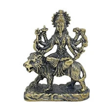 Goddess Durga Ride Lion Shiva Shakti Parvati Avatar Hindu Charm Brass Statue