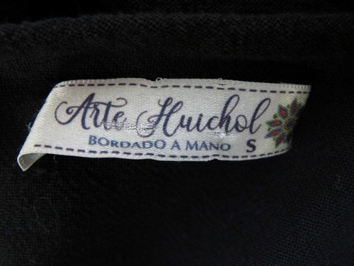 Vintage Arte Huichol Hand Embroidered Dress S Crinkle Gauze Tiered Ruffle Artsy - Picture 16 of 16