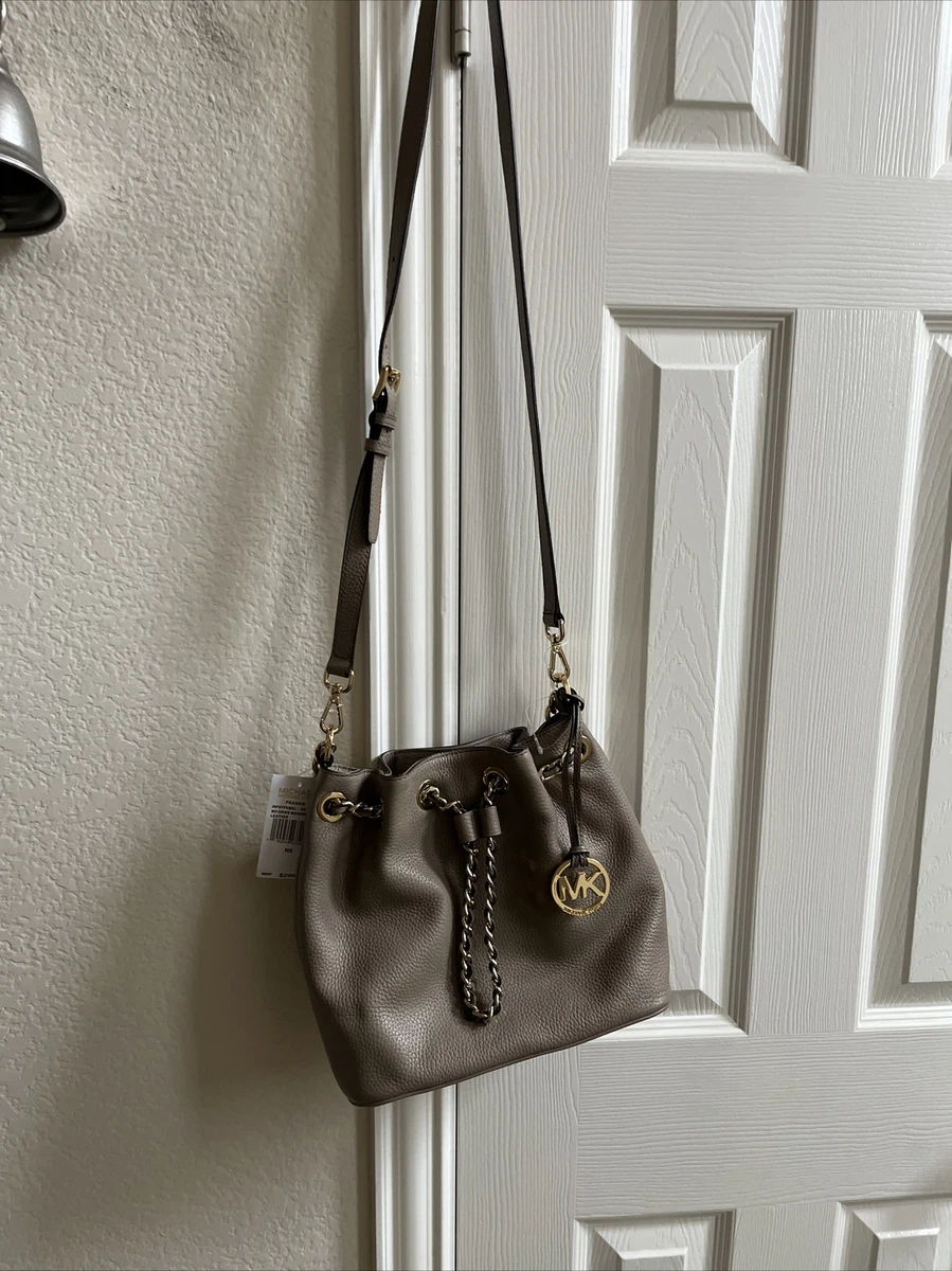 S dark taupe leather flap bag