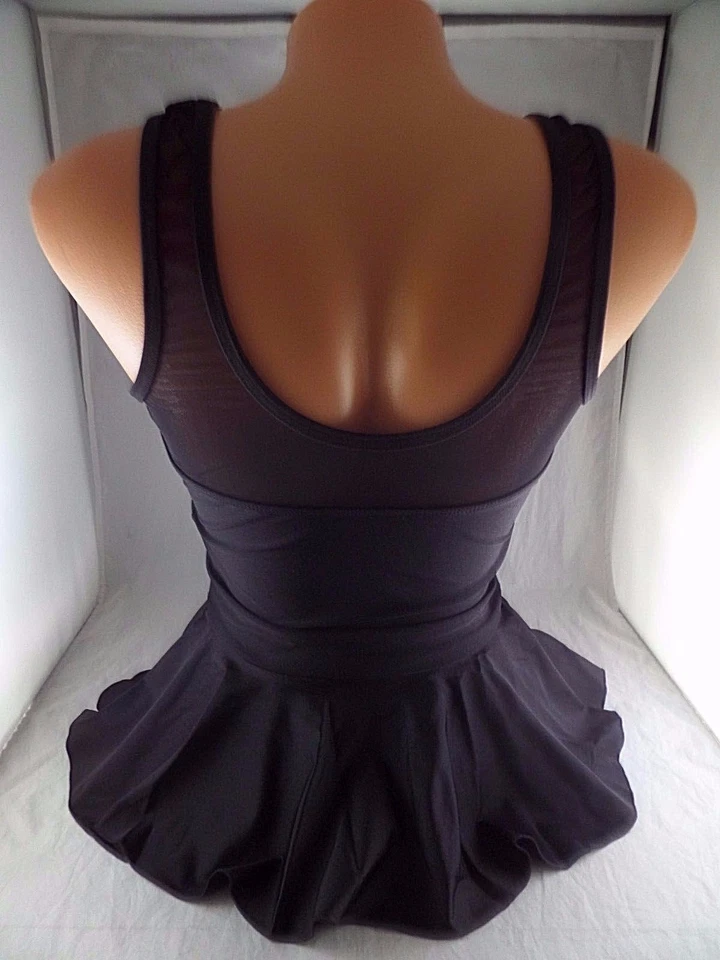 Nuevo con etiquetas Traje de baño Esther Williams Set up on the Sand negro 1 pieza talla 10 falda malla SEXY Foto 3 de 4