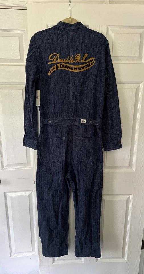 NOVO RRL Macacão de Sarja Jaspe Duplo RL Pequeno Azul Reto Japonês - Imagem 2 de 4