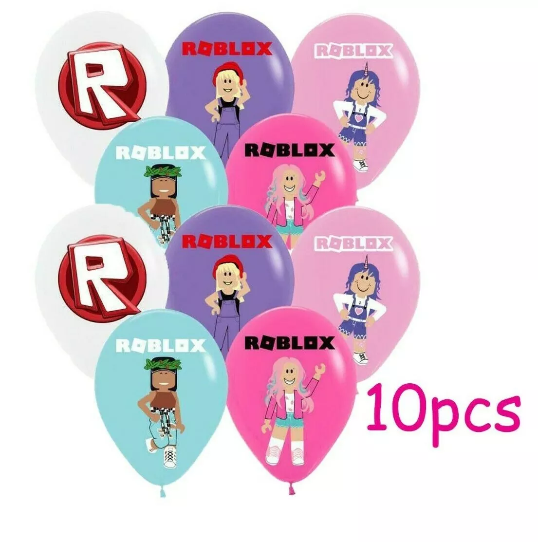 Roblox Latex Balloons x10 Colour Printing Helium Girl Pink Noob Gaming Blox