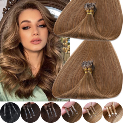 Nano Rings Loop Ring 100% Remy Human Hair Extensions Bead Links BROWN Full Head