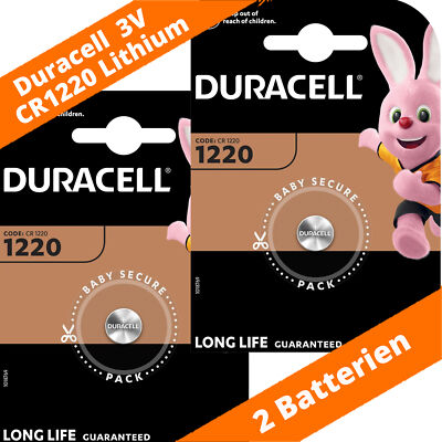 Duracell CR 1220 DL1220 3V Lithium Knopfzelle 34mAh KCR1220 - 2 Stück Blister