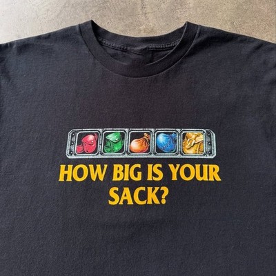 RETRO World of Warcraft ''How Big Is Your Sack?'' UNISEX T-SHIRT S-5XL (2-SIDED)