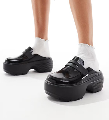 Crocs Stomp Loafers Black Platform Shoes M7 W9 New Without Tags