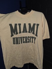 Vintage Miami University Adult T-shirt Size Large Usa Made Big Spellout