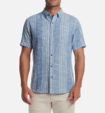 Original Weatherproof Vintage Men's Washable Linen striped Shirt, Blue