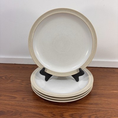 Set of 4 - Denby Linen Dinner Plates with White Interior - 10 1/2  - England