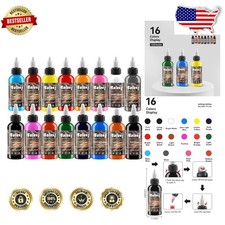Pro 16PC Tattoo Ink Color Set 1oz 30ml Professional Pigments Smooth Vibrant Kit