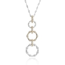 equilibrium Bamboo Sparkle Two Tone Circles Necklace, Silver and Gold Plated