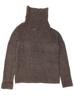Liu Jo Womens Crop Roll Neck Jumper Sweater UK 14 Large Grey Acrylic AK03
