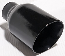 One 2.25 Black Stainless Round Exhaust Tips 2 14 Inlet 4 Outlet 7 Length