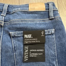PAIGE Jeans 27 Hoxton High Rise Skinny Ankle Denim Distressed Medium Blue New