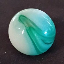 Single Glass Swirl Toy Marble, Green  White Swirl Design, Swirl Style
