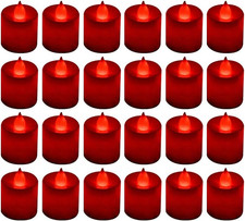 24 Pack Flameless Led Tea Lights Candles, Flickering Red Battery Operated Electr