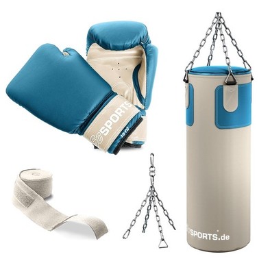 ScSPORTS Boxsack-Set mit Boxsack 25 kg, Boxhandschuhen und Bandagen, 