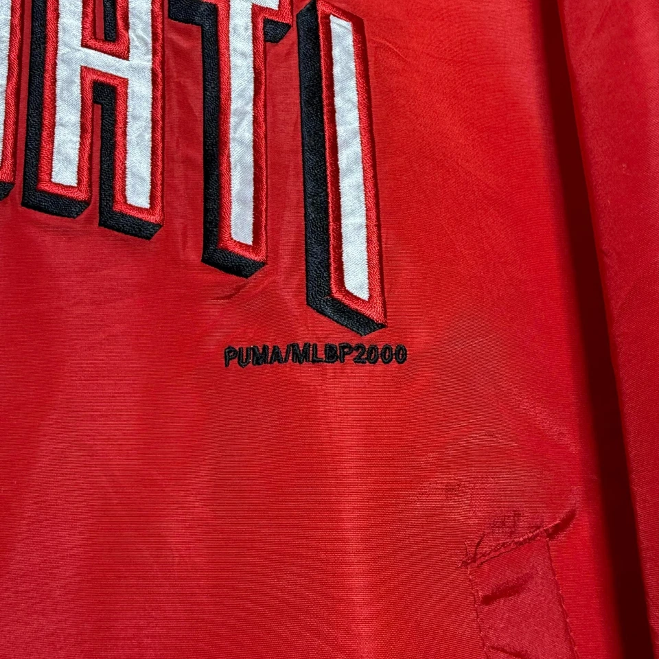 Vintage Y2K 2000 PUMA Cincinnati Reds MLB Windbreaker Baseball Jacket Size Large - Image 3 of 4