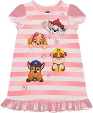 Paw Patrol Toddler Girl's Striped Character Satinet Nightgown, Gown