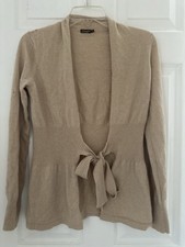 J.McLaughlin Tan 100 Cashmere Sweater Cardigan With Tie Small