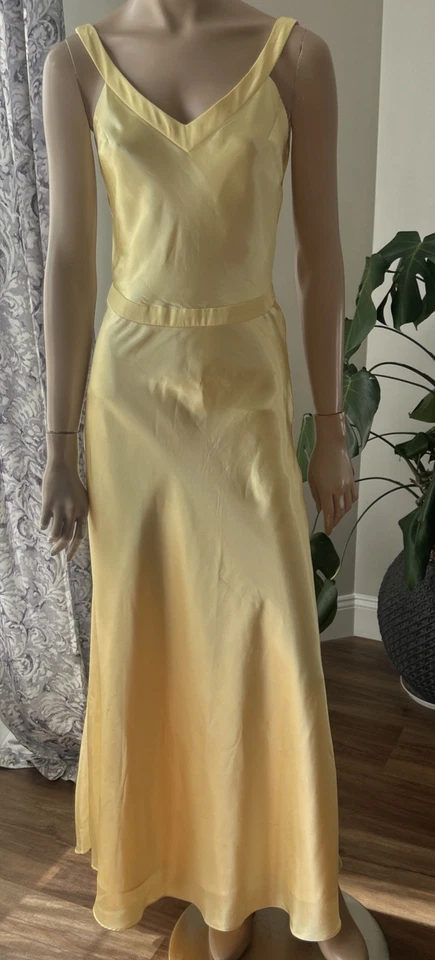 Faviana 11052 Andie Anderson Yellow Silky Open Back Evening Rom-Com Dress Y2K - Image 2 of 4