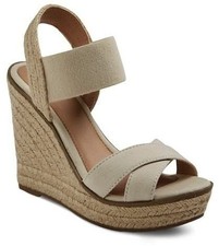 Merona Platform Wedge Sandals Size 8 Beige Canvas Espadrilles
