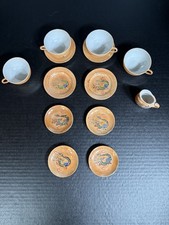 Vintage Japanese Peach Lusterware Child  s Tea Set Featuring Dragon Design