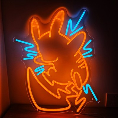 Pikachu Neon Style LED Schild   USB Leuchtschild dimmbar Gaming Pokémon Deko