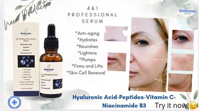  Peptides, Hyaluronic Acid, vitamin c, Niacinamide B3, 4&1 Professional Serum 