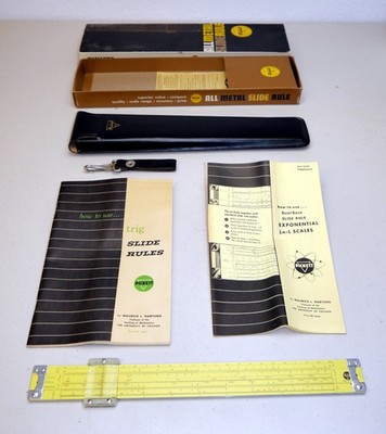 PICKETT N1011-ES 10'' Trig Exponential 17-scale Slide Rule w/orig box&documents