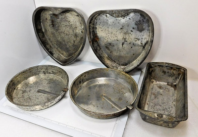 Lot of 5 Vtg Bake King USA  8'' x 1.5  Easy Release Slider Cake Pans