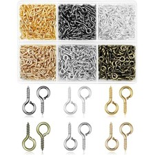 840pcs small screw eye pins for jewelry making, tiny eye hooks with 6