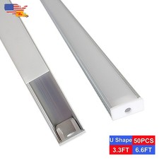 3.3FT/1M 50 Pack Led Aluminum Channel U-Channel With Cover For Led Strip Light