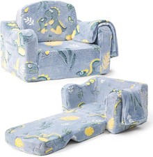 Comfy Toddler Chair and Couch for Kids with Blanket,2-in-1 Soft Light Gray