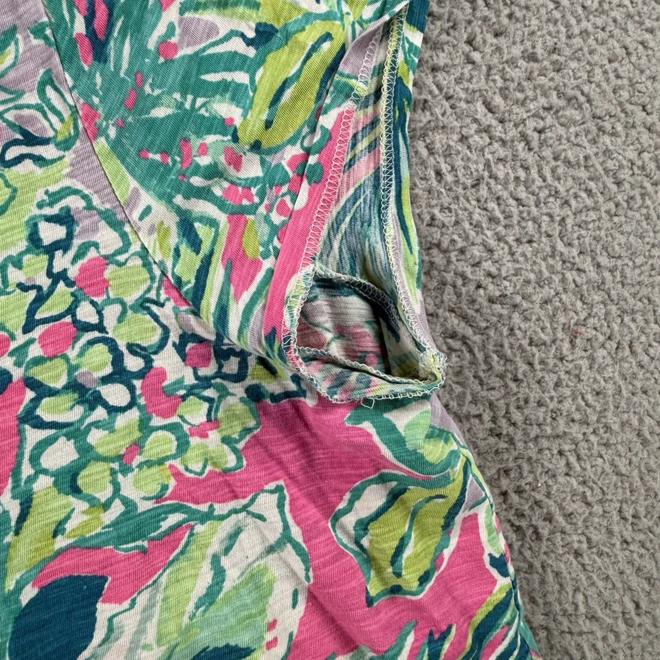 Camiseta Lilly Pulitzer Top Feminina XL Etta Decote V Floral Colorida Costeira Resort - Imagem 3 de 4