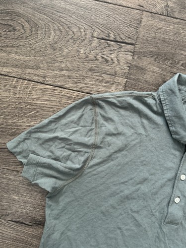 Polo Billy Reid uomo grande blu grigio 100% cotone biologico preppy usata in ottime condizioni - Foto 3 di 11