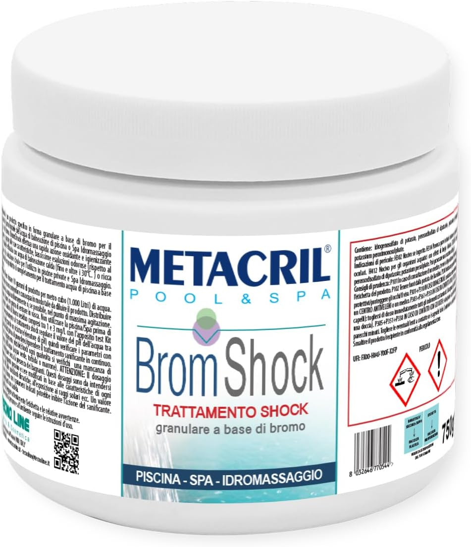 Bromo Shock Granulare 750g per Piscine e Spa Idromassaggio | Metacril