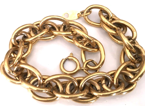 Vintage Bracelet SIGNED TRIFARI Gold tone Chain Jewelry lot i