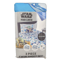 Star Wars Mandalorian Twin Sheet Set 3 Piece Microfiber Bedding Disney Lucasfilm