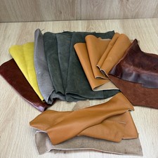Genuine Real Leather Suede Scraps Lot for Crafting DIY Project Repurpose 1lb13oz
