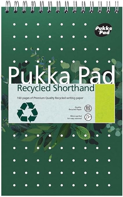 Pukka A5 Recycled Shorthand Pad Ruled Wirebound Notebook 160 Pages Eco