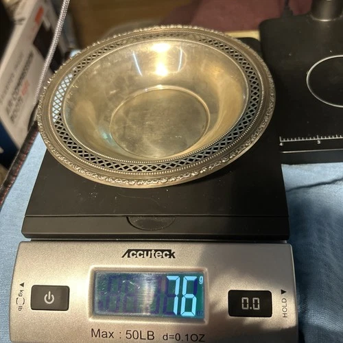 RLB STERLING SILVER pierced rim Bowl/ # 208 5 3/4" Rogers, Lunt and Bowlen 76g