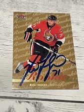 Nick Foligno Signed Card Fleer Gold Rookie RC JSA COA IP Auto Ottawa Senators a