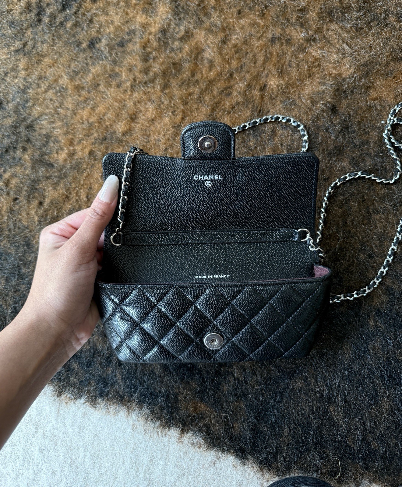 CHANEL Quilted Caviar Sunglasses Case with Chain image 4