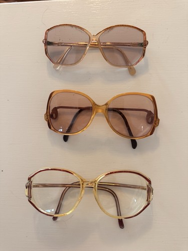 Lot of 3 Square Gold 1970s-80s Eyeglasses Frames Vintage