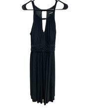 Jessica Howard 12 Black Sleeveless Keyhole Midi Dress French Girl Minimalist