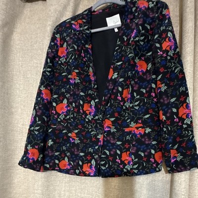 Joie Molis Floral Silk Lined Blazer Jacket Button Closure Long Sleeve Size S