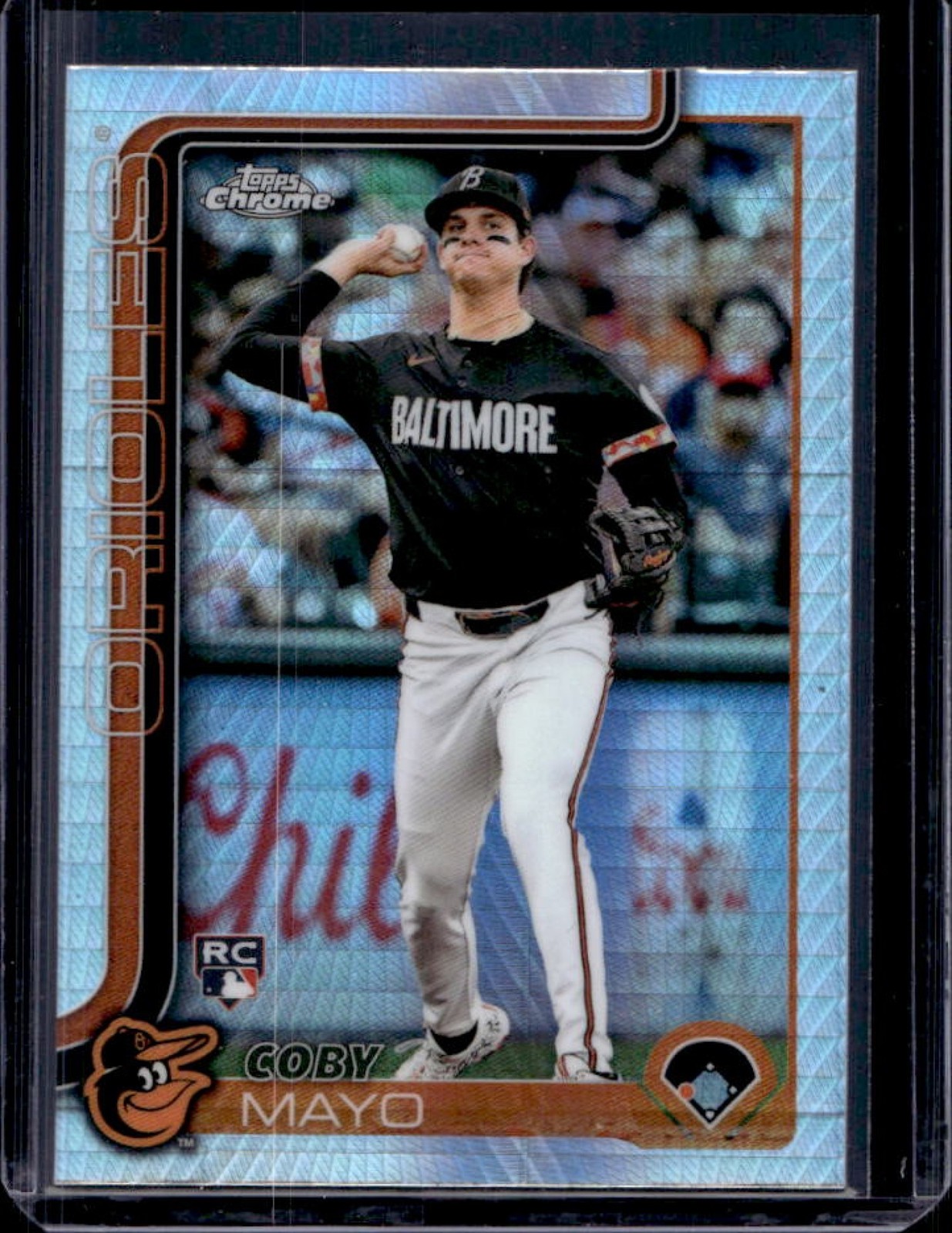 2025 Topps Chrome Coby Mayo RC Prism Refractor Rookie #120 Orioles